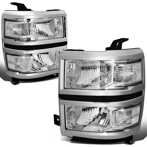 DNA Motoring For 14-15 Chevy Silverado 1500 OE Style Chrome Clear Corner Headlight Pair Replacement