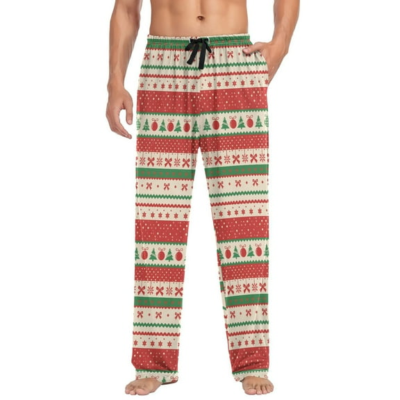 joogoo Men's Pajama Pants Aztec Christmas Bows Soft Long Sleep Lounge Pjs Bottoms L