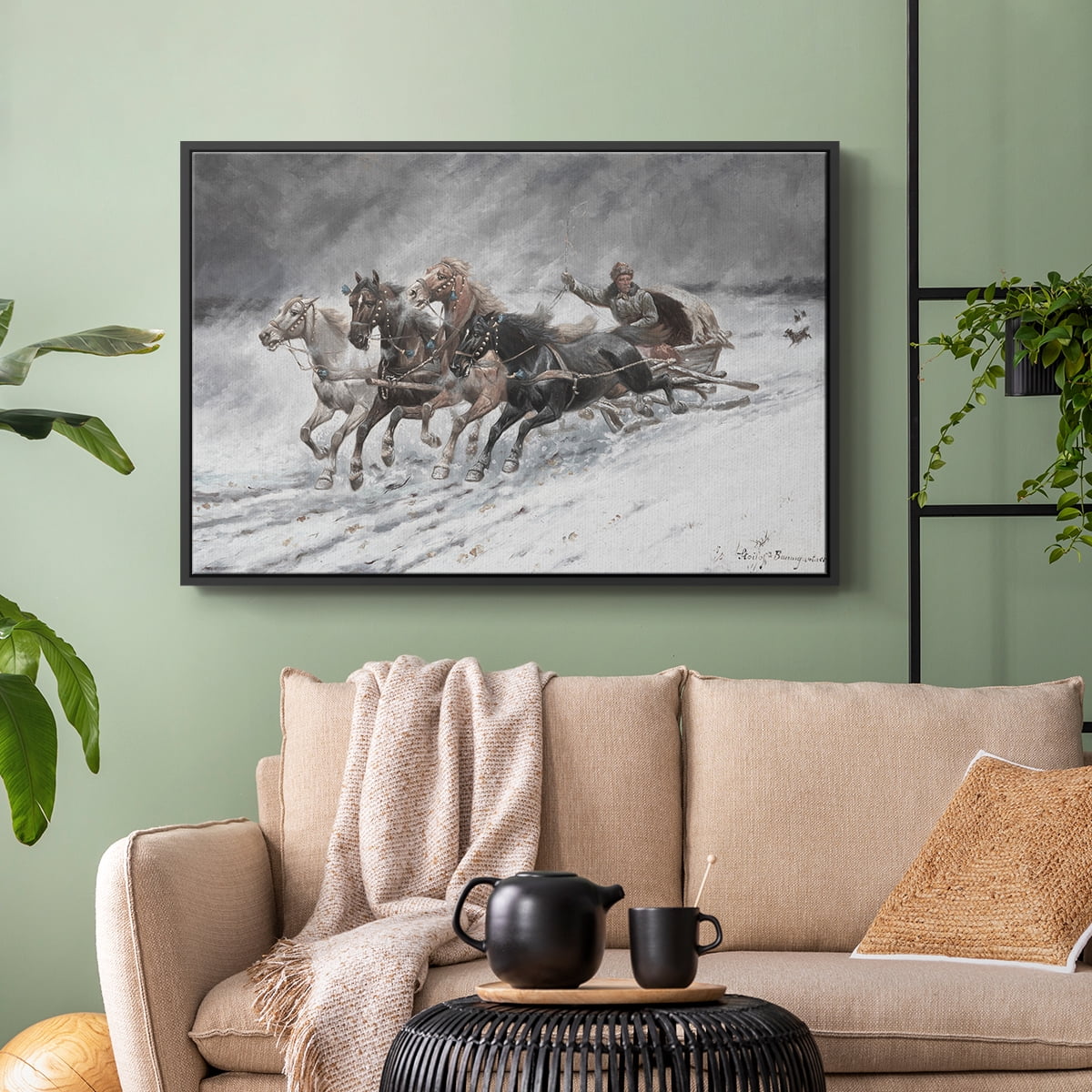 Vintage Animal Print-XXVI By Wexford Home Framed in Black Wood Gallery Wrapped Canvas 17 in. x 25 in.