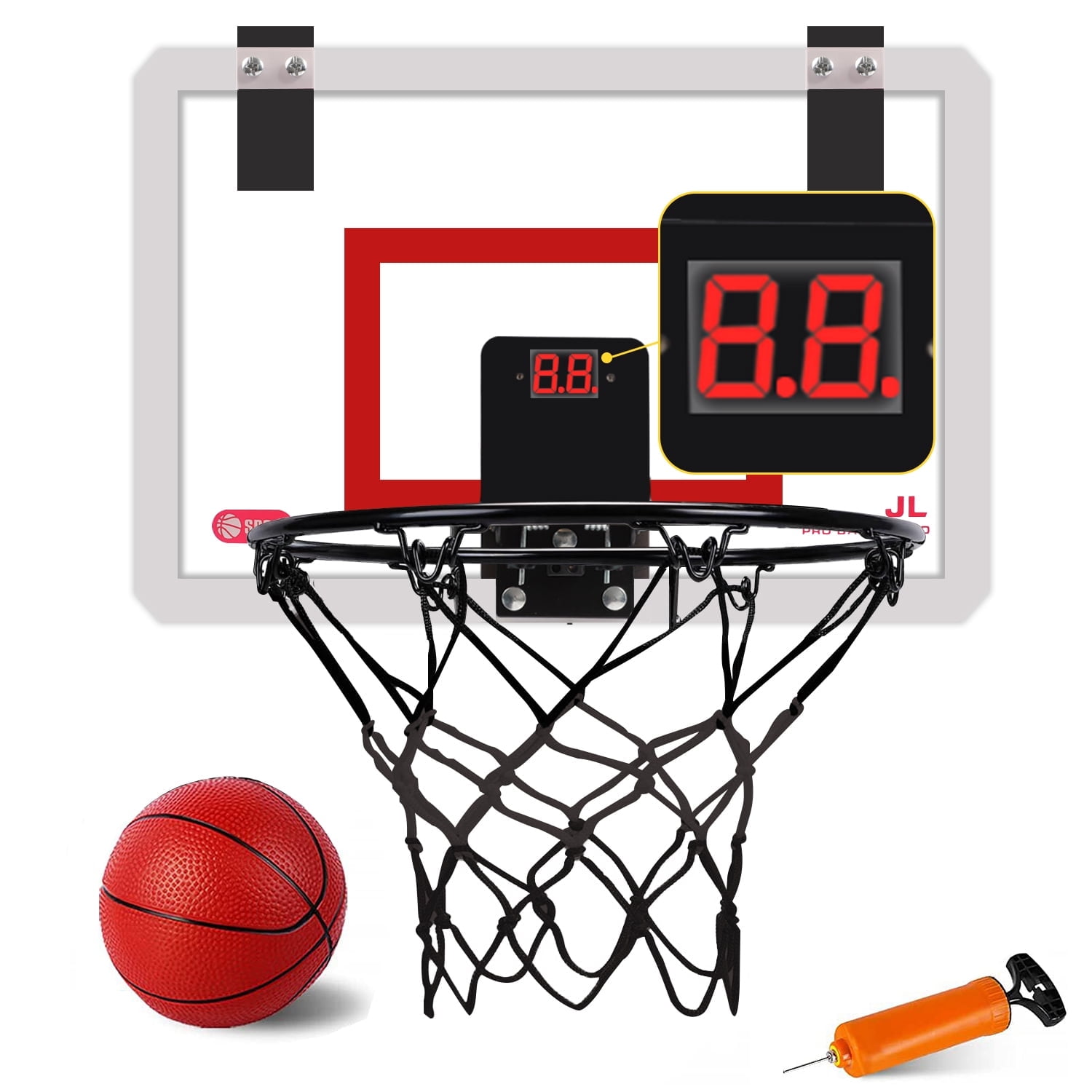 JBeeCtrl Indoor Basketball Hoop for Kids Mini Hoop over the Door with Electronic Scoreboard Wall Mounted Basketball Hoops for Kids Basketball Toy Gifts for Kids
