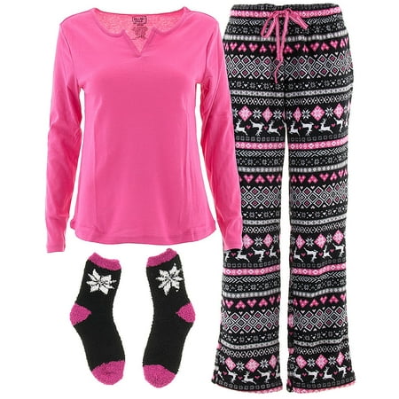 Pillow Talk Pattern - Pillow Talk Women's Pink Fair Isle 3-Piece Pajamas