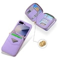 thumbnail image 5 of ChicShell Wallet Case For Samsung Galaxy Z Flip 6, RFID Blocking PU Leather Zipper Handbag Purse Flip Cover, Kickstand Case with Card Slots Holder Wrist Strap Lanyard, Purple, 5 of 10