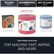 WypAll PowerClean X80 Cloths Heavy Duty Wipes (41055), Jumbo, Extended Use Towels, Red (1 Roll of 475 Sheets, 475 Sheet Total)