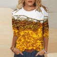 thumbnail image 2 of Pompotops T-shirt Imprimé Mode pour Femmes Manches 3/4 Mi-Longueur Blouse Col Rond Tops Décontractés Liquidation, 2 of 5
