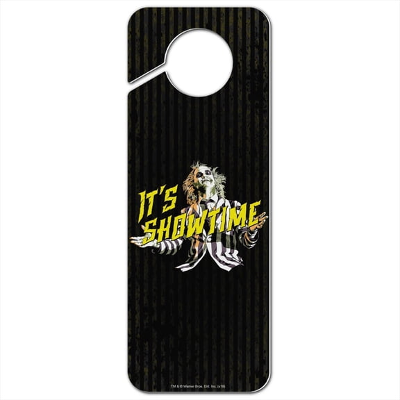 Beetlejuice It's Showtime Plastic Door Knob Hanger Sign