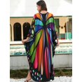 thumbnail image 3 of Edolynsa Plus Szie Bikini Cover up Turkish Kaftan Dresses Animal Print Caftan Tunic Long Beach Maxi Dress Batwing Sleep Wear, 3 of 9