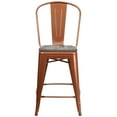 thumbnail image 6 of Flash Furniture Carly 24" High Copper Metal Counter Height Stool with Back and Wood Seat, 6 of 7