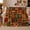 Patchwork Grid, variant on Rustic Patchwork Autumn Pattern Pattern Rustic Country Fall, Cozy Woodland Scene, Warm Flannel Blanket for Ranch House and Living Room, Animal Lovers Thanksgiving Gift, Artistic Home Decor