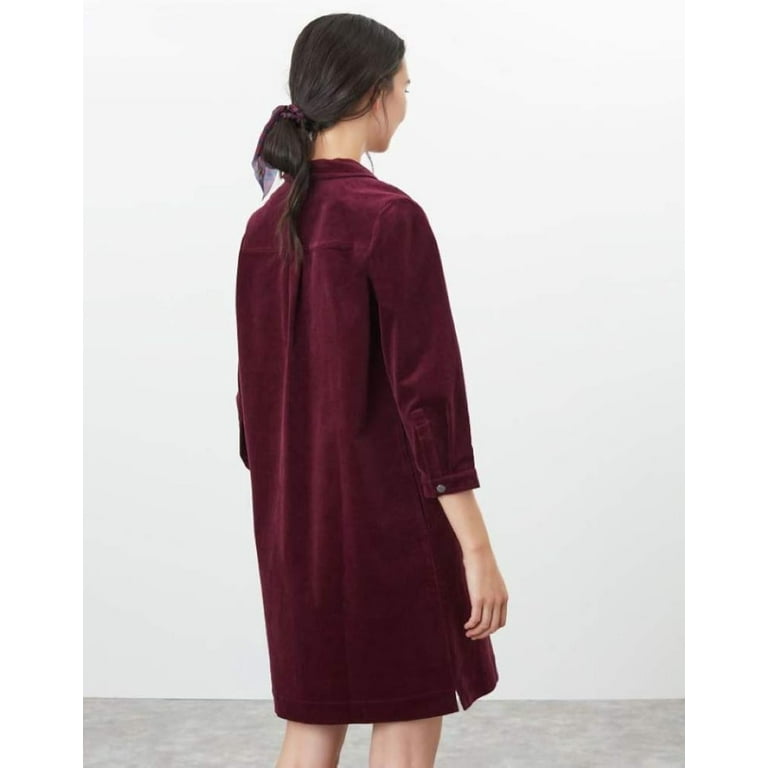 Joules Women s Stella Pop Over Cord Dress Plum US 14 Large