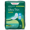 Walgreens Ultra Thin Super Maxi Pads Unscented40.0ea