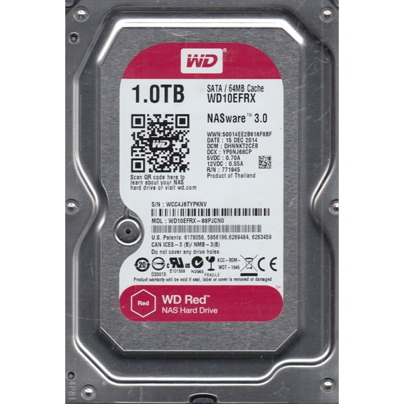 WD10EFRX-68PJCN0, DCM DHNNKT2CEB, Western Digital 1TB SATA 3.5 Hard Drive