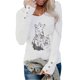 thumbnail image 1 of Moda mujer casual impreso cuello redondo manga larga otoño blusa pullver tops Pompotops FGAJ7001, 1 of 5