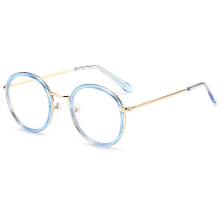 KOOSUFA Metal Round Blue Light Blocking Reading Glasses 2.00 Women Men Stylish Eyeglasses Readers Eyewear Transparent Blue