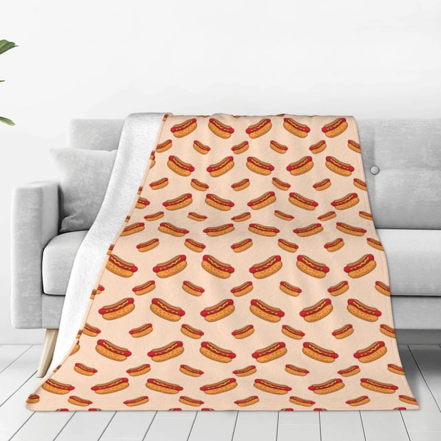 KLL Hot Dog 2 Pattern Fleece Throw Blanket,Fleece Throw Blankets for Couch & Bed All Season Use-40"x30"