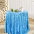 thumbnail image 2 of Beautynvta Sequin Tablecloth, 47.24''x47.24'' Round Sequin Tablecloth, Glitter Table Cover for Wedding Party Birthday Decoration, Sky Blue, 2 of 6
