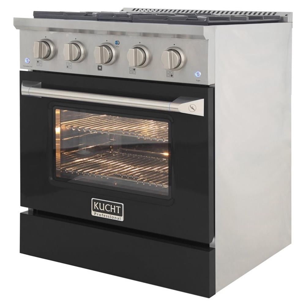Pemberly Row 30" Stainless Steel Propane Gas Range in Black/Silver