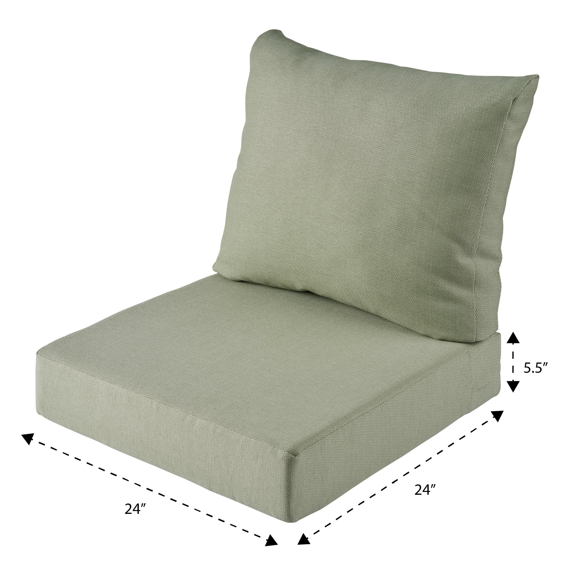 Better Homes & Gardens 24"x 24" Outdoor Deep Seat Cushion, 2-Piece, Green
