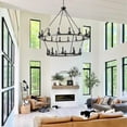 thumbnail image 3 of Aiwen 26 Bulbs 2 Tiers Modern Oversize Wagon Wheel Chandelier , Industrial Ceiling Light, 3 of 8