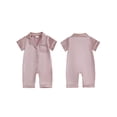 thumbnail image 2 of Cenuakty Baby0-24M Jumpsuit Casual Short Sleeve Lapel Collar Contrast Line Button Up Romper Footless Newborn Pajamas, 2 of 9