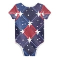 thumbnail image 2 of Red and Blue Plaids Stars Pure Cotton Bodysuit Short Sleeve Pajamas One-Piece Romper Unisex 6M, 2 of 6