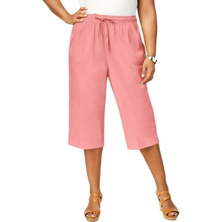 Karen Scott - Karen Scott Womens Plus Cotton Comfort Waist Capri Pants - Walmart.com