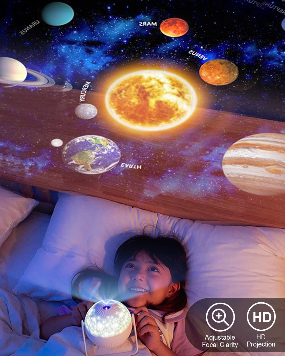 ORIA Star Projector Light, 6 in 1 LED Galaxy Rotating Star Light Ambient Night Light for Kids Baby Bedroom Party Home Decor