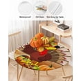 thumbnail image 3 of Fitted Round Tablecloths Table Covers 36-44in,Thanksgiving Funny Turkey Waterproof Elastic Edged Table Cloth for Kitchen Dining Holiday Party Tables Decor,Farm Pumpkin Maple Leaves Harvest, 3 of 6