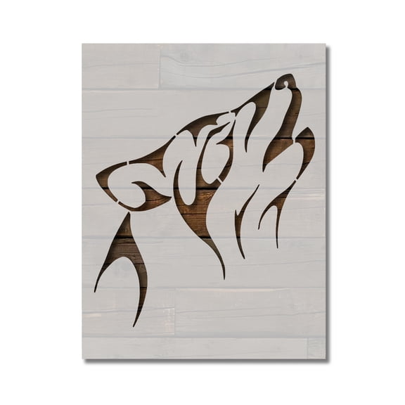 Tribal Wolf Howling Stencil Template Reusable 8.5 x 11 for Painting on Walls, Wood, Etc. By Stencilville