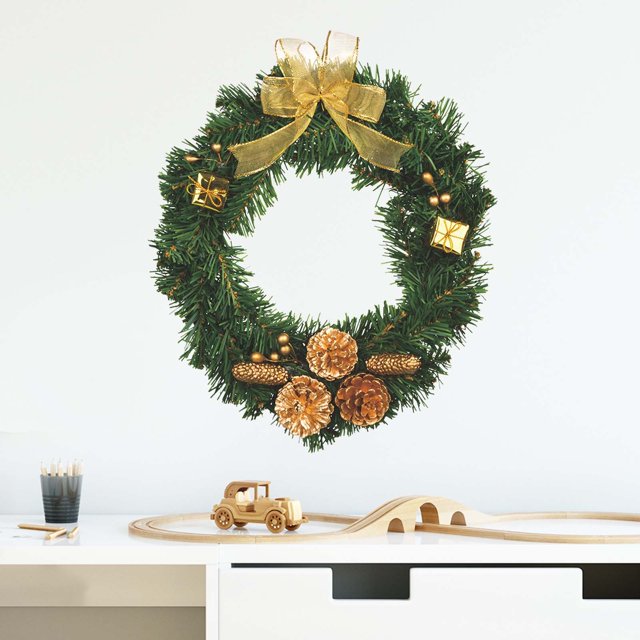 Pegatinas de Corona Navideña, Decoración de Pared para Ventana de Cristal de Papá Noel, Calcomanías Festivas, Pegatinas de Pared Extraíbles para Decoración Del Hogar y La Oficina.
