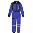 thumbnail image 3 of Pandaie Kids Boys Girls Space Astronaut Costume Suit Long Sleeve Zipper Jumpsuit for Halloween Cosplay Holiday Present Blue,8-9 Years, 3 of 6