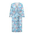 thumbnail image 3 of Yuyamidu Snowman Bathrobe Women Towel Robe with Waist Belt Christmas Mid-Calf Length Robes Size 2XL Female Sleepwear Ladies Loungewear Blue Long Elegant Night Robes, 3 of 7