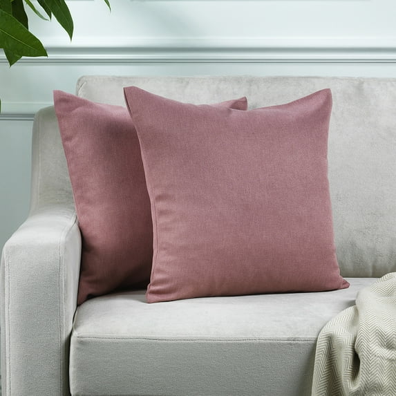 3S Brother's Solid Cushion Cover Super Soft & Cozy Home Décor Throw Pillow Case for Chair Couch Bedroom & Livingroom Décor Pillowcase with Invisible Zipper Set of 2 Pieces - Rose Pink 18"x18" Each