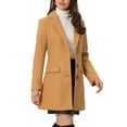 thumbnail image 4 of INSPIRE CHIC Women's Coat Solid Color Notched Lapel Single Breasted Winter Peacoat Dark Khaki M, 4 of 6