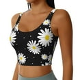 thumbnail image 2 of Fotbe Daisies Flowers Pattern Womens' Sports Bra Longline Wirefree Padded with Medium Support Sports Moisture-Wicking Workou Vest,Tank Top-, 2 of 9
