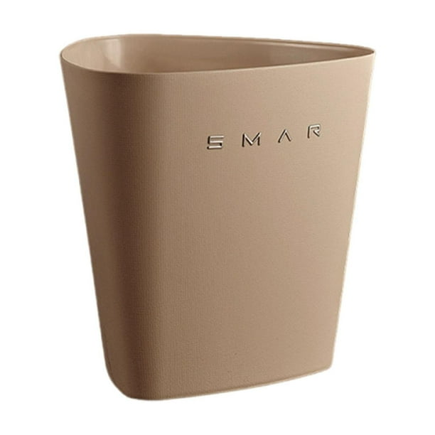 Cubo de basura triangular, cubo de basura moderno y creativo con apertura superior para sala de estar, Crema