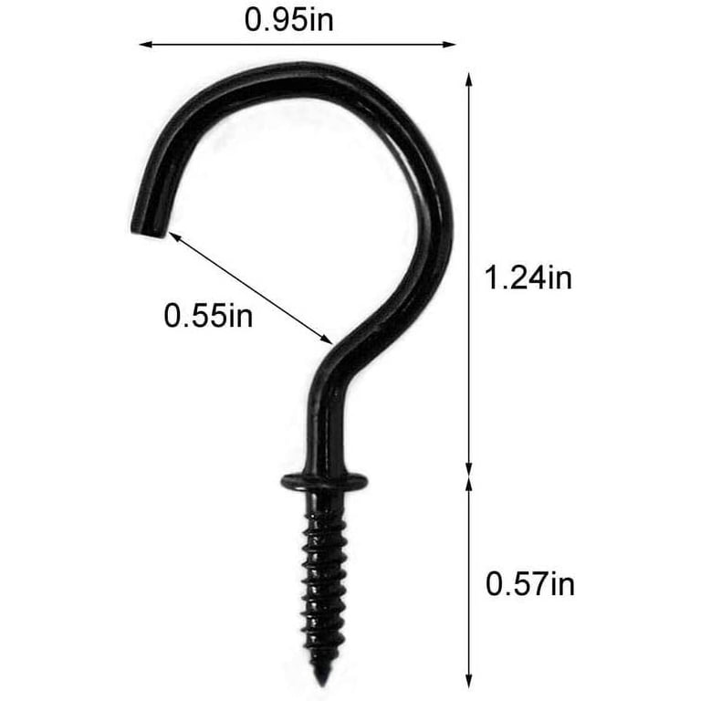 80 Pcs Screw Hooks 1-1/4 Inch - Black Ceiling Hooks For Hanging Plants, Mugs, Lights | Rustproof Utility Hooks, Holds 20 Lbs