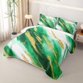thumbnail image 3 of Homewish Green Marbling Bed Spread Queen,Gold Metallic Print Queen Coverlet Set,3pcs, 3 of 7