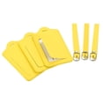 thumbnail image 1 of Equipaje Etiqueta PU Soportes 12x7cm Equipaje Etiqueta Identificador con Correas para Mochila Viaje Bolso Maleta Amarillo Paquete de 3, 1 of 6