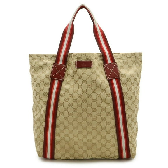 Pre-Owned GUCCI Gucci GG Canvas Sherry Line Tote Bag Large Shoulder Beige Red... (Good)