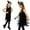 Black, variant on Girls' 1920s Flapper Fringe Dress, Kids Sequin Latin Dance with Feather Headband, Roaring 20s Themed Party Outfit, Halloween Tango Ballroom Performance Dress, 7 Colors, Ages 4-12 Years