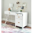 thumbnail image 2 of Linon Lakelyn 48" Writing Desk with 4 Drawers and Side Storage, White, 2 of 25