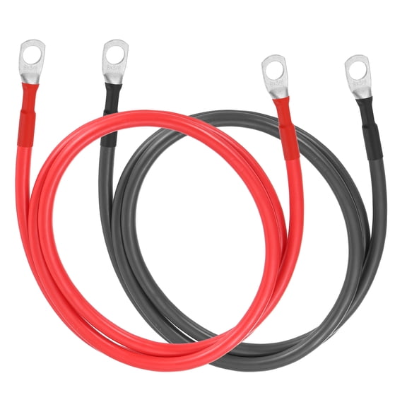 Uxcell 2 PCS 6AWG Gauge Battery Cable Wire 4FT Length 3/8" Diameter Positive and Negative Copper Alternator Connector with US standard O-ring for Car RV Golf Cart Marine, Red Black