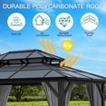 thumbnail image 5 of 10x12ft Gazebo, Hardtop Outdoor Canopy Aluminum Frame Permanent Gazebo with Netting and Curtains, Polycarbonate Garden Tent for Patio, Lawn, Backyard, Deck, 5 of 6