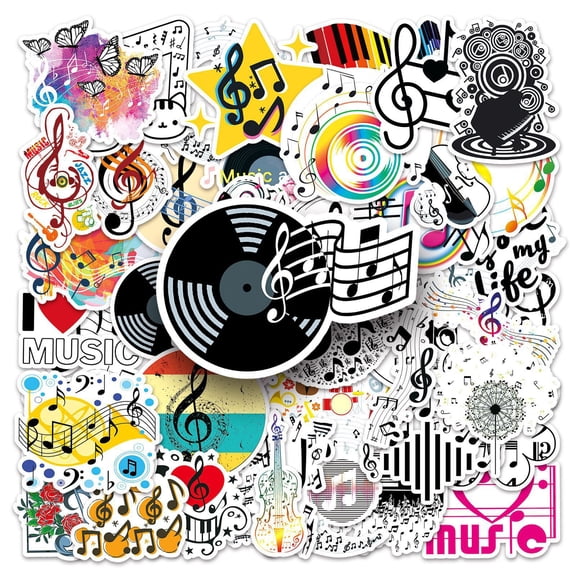 50Pcs Music Stickers,Colorful Musical Note Stickers With Various Designs For Water Bottles,Laptops,Notebooks,Skateboards,Phone Cases,Music Lovers,Girls,Boys,Teens