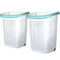 thumbnail image 2 of (2 pack) Home Logic 2 Bushel Rolling Plastic Laundry Hamper with Pop-up Handle, White, 2 Pack, 2 of 10