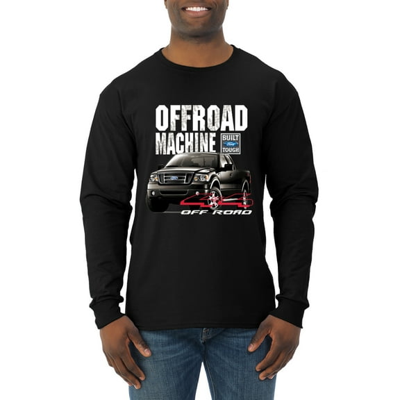 Wild Bobby, Ford Offroad Machine Classic Built Tough 4x4 Off Road, Cars and Trucks, Men Long Sleeve Shirt, Black, Small