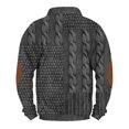 thumbnail image 4 of Men's Fake Sweater Stripe Print Stand Collar Sweatshirt with 3 Buttons, Outdoor Casual Button Front Pullover,Gray,2XL, 4 of 4