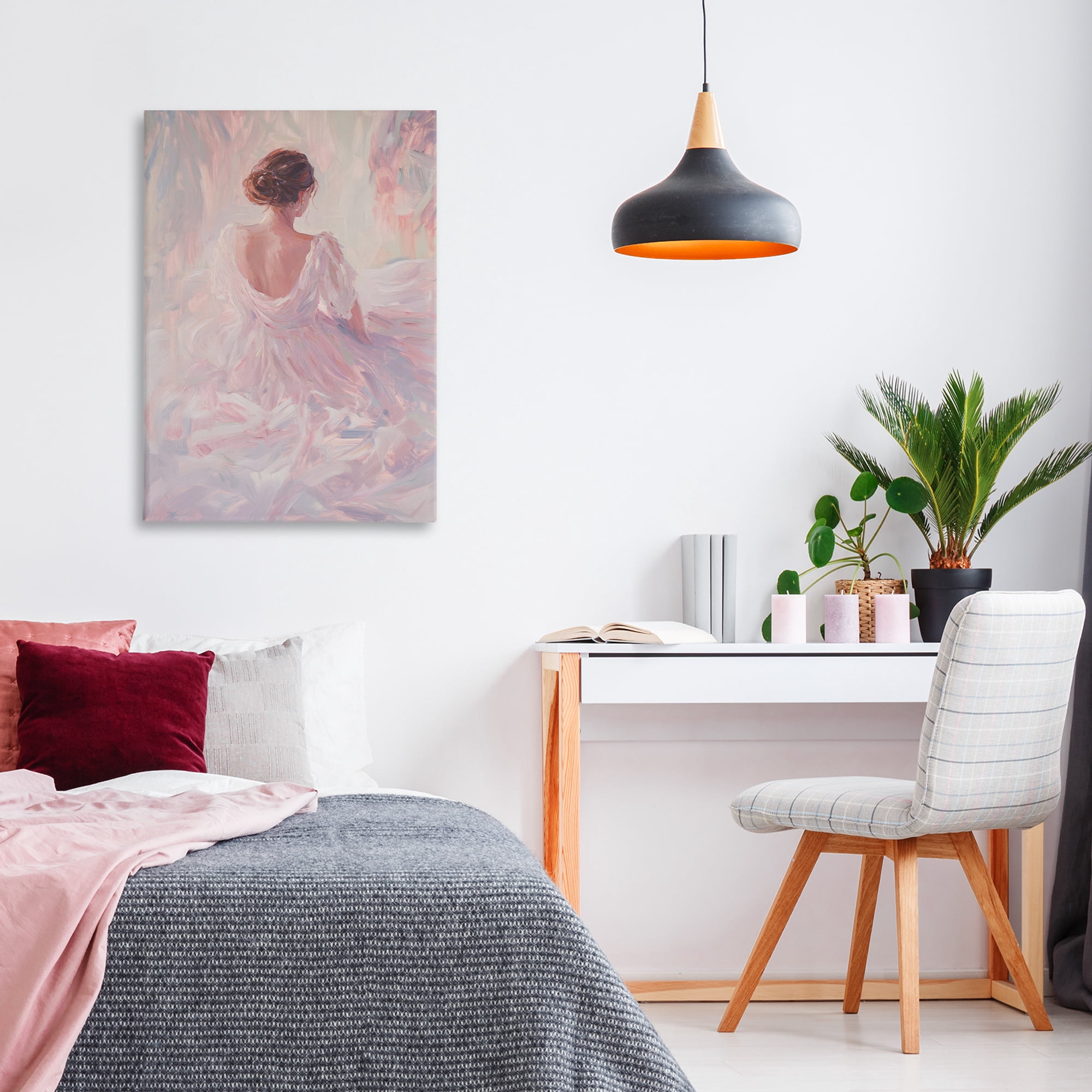 Stupell Industries Graceful Woman in Blush Gown Canvas Wall Art, design by Petal Prints Design