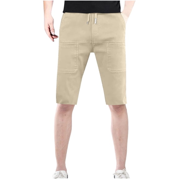 XuJwPNcy Cargo Shorts for Men Casual Summer Hiking Pants Elastic Waist Knee Length Big and Tall Bermuda Short with Pockets
