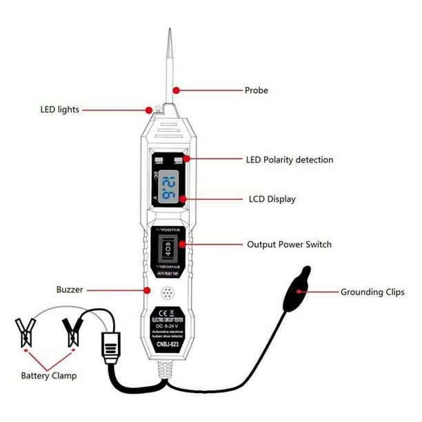 Tester Circuito Eléctrico Probador 6-24V Circuito Automotriz Puerta digital PROTECCIÓN DE SOBRECARGA PRECISA PARA EL AZUL DEL AUTOMÓVIL